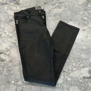 Black faux leather jeans